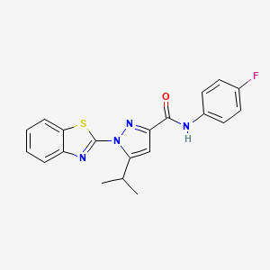molecular formula C20H17FN4OS B3007061 1-(benzo[d]thiazol-2-yl)-N-(4-fluorophenyl)-5-isopropyl-1H-pyrazole-3-carboxamide CAS No. 1013782-31-4
