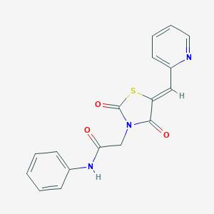 molecular formula C17H13N3O3S B300707 2-[2,4-dioxo-5-(2-pyridinylmethylene)-1,3-thiazolidin-3-yl]-N-phenylacetamide 