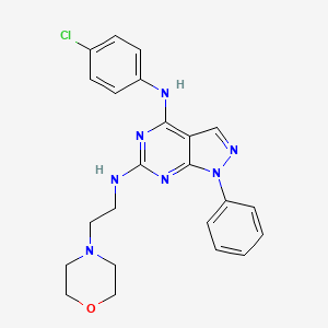 molecular formula C23H24ClN7O B3007076 N~4~-(4-chlorophenyl)-N~6~-[2-(morpholin-4-yl)ethyl]-1-phenyl-1H-pyrazolo[3,4-d]pyrimidine-4,6-diamine CAS No. 955338-77-9