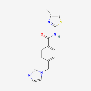 molecular formula C15H14N4OS B3007078 4-[(1H-imidazol-1-yl)methyl]-N-(4-methyl-1,3-thiazol-2-yl)benzamide CAS No. 1147750-69-3