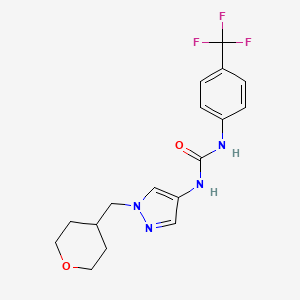 molecular formula C17H19F3N4O2 B3007080 1-(1-((tetrahydro-2H-pyran-4-yl)methyl)-1H-pyrazol-4-yl)-3-(4-(trifluoromethyl)phenyl)urea CAS No. 1705314-26-6