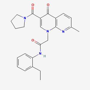 molecular formula C24H26N4O3 B3007083 N-(2-ethylphenyl)-2-(7-methyl-4-oxo-3-(pyrrolidine-1-carbonyl)-1,8-naphthyridin-1(4H)-yl)acetamide CAS No. 1251598-30-7