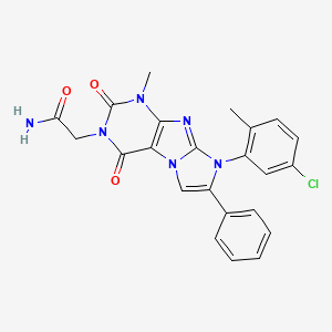 molecular formula C23H19ClN6O3 B3007095 2-(8-(5-chloro-2-methylphenyl)-1-methyl-2,4-dioxo-7-phenyl-1H-imidazo[2,1-f]purin-3(2H,4H,8H)-yl)acetamide CAS No. 886899-34-9