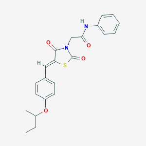 molecular formula C22H22N2O4S B300711 2-[5-(4-sec-butoxybenzylidene)-2,4-dioxo-1,3-thiazolidin-3-yl]-N-phenylacetamide 