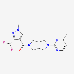 molecular formula C17H20F2N6O B3007110 [3-(Difluoromethyl)-1-methylpyrazol-4-yl]-[2-(4-methylpyrimidin-2-yl)-1,3,3a,4,6,6a-hexahydropyrrolo[3,4-c]pyrrol-5-yl]methanone CAS No. 2415519-11-6