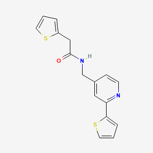 molecular formula C16H14N2OS2 B3007119 2-(thiophen-2-yl)-N-((2-(thiophen-2-yl)pyridin-4-yl)methyl)acetamide CAS No. 2034269-73-1