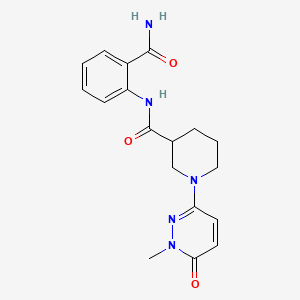 molecular formula C18H21N5O3 B3007134 N-(2-氨基甲酰基苯基)-1-(1-甲基-6-氧代-1,6-二氢吡啶-3-基)哌啶-3-甲酰胺 CAS No. 1396687-00-5