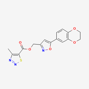 molecular formula C16H13N3O5S B3007138 (5-(2,3-二氢苯并[b][1,4]二噁英-6-基)异恶唑-3-基)甲基 4-甲基-1,2,3-噻二唑-5-羧酸酯 CAS No. 1202998-42-2