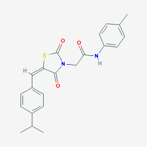 molecular formula C22H22N2O3S B300714 2-[5-(4-isopropylbenzylidene)-2,4-dioxo-1,3-thiazolidin-3-yl]-N-(4-methylphenyl)acetamide 