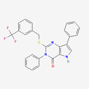 molecular formula C26H18F3N3OS B3007140 3,7-二苯基-2-((3-(三氟甲基)苄基)硫代)-3H-吡咯并[3,2-d]嘧啶-4(5H)-酮 CAS No. 2034489-27-3