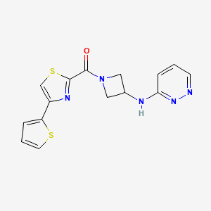 molecular formula C15H13N5OS2 B3007141 N-{1-[4-(噻吩-2-基)-1,3-噻唑-2-羰基]氮杂环丁-3-基}哒嗪-3-胺 CAS No. 2097914-31-1