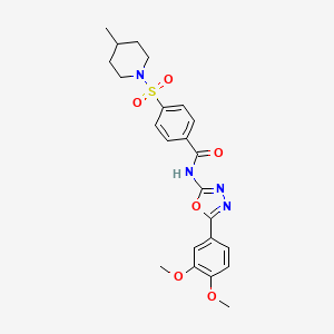 molecular formula C23H26N4O6S B3007142 N-[5-(3,4-dimethoxyphenyl)-1,3,4-oxadiazol-2-yl]-4-(4-methylpiperidin-1-yl)sulfonylbenzamide CAS No. 921140-34-3
