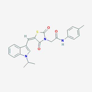 molecular formula C24H23N3O3S B300716 2-{5-[(1-isopropyl-1H-indol-3-yl)methylene]-2,4-dioxo-1,3-thiazolidin-3-yl}-N-(4-methylphenyl)acetamide 