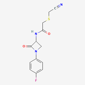 molecular formula C13H12FN3O2S B3007161 2-[(cyanomethyl)sulfanyl]-N-[1-(4-fluorophenyl)-2-oxoazetidin-3-yl]acetamide CAS No. 2093496-95-6