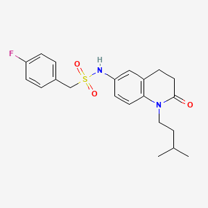 molecular formula C21H25FN2O3S B3007167 1-(4-fluorophenyl)-N-(1-isopentyl-2-oxo-1,2,3,4-tetrahydroquinolin-6-yl)methanesulfonamide CAS No. 946326-59-6