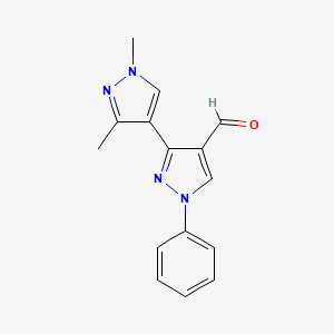 3-(1,3-Dimethylpyrazol-4-yl)-1-phenylpyrazole-4-carbaldehyde