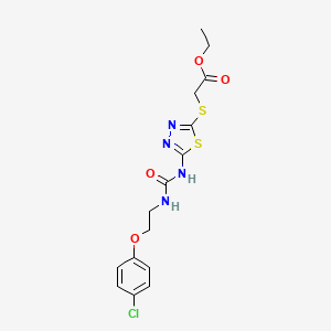 molecular formula C15H17ClN4O4S2 B3007184 Ethyl 2-({5-[({[2-(4-chlorophenoxy)ethyl]amino}carbonyl)amino]-1,3,4-thiadiazol-2-yl}sulfanyl)acetate CAS No. 866042-03-7
