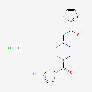 molecular formula C15H18Cl2N2O2S2 B3007204 (5-Chlorothiophen-2-yl)(4-(2-hydroxy-2-(thiophen-2-yl)ethyl)piperazin-1-yl)methanone hydrochloride CAS No. 1351610-87-1