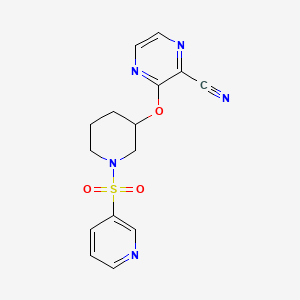 molecular formula C15H15N5O3S B3007211 3-((1-(Pyridin-3-ylsulfonyl)piperidin-3-yl)oxy)pyrazine-2-carbonitrile CAS No. 2034478-74-3