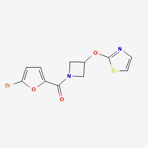 molecular formula C11H9BrN2O3S B3007213 (5-溴呋喃-2-基)(3-(噻唑-2-氧基)氮杂环丁-1-基)甲酮 CAS No. 1706219-64-8