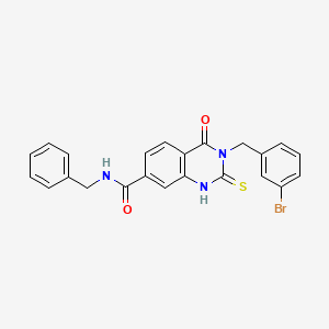 N-benzyl-3-[(3-bromophenyl)methyl]-4-oxo-2-sulfanylidene-1,2,3,4-tetrahydroquinazoline-7-carboxamide