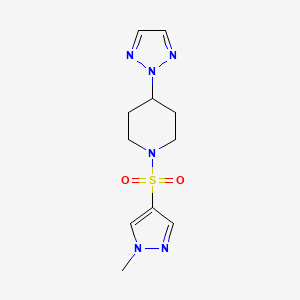 molecular formula C11H16N6O2S B3007246 1-((1-甲基-1H-吡唑-4-基)磺酰基)-4-(2H-1,2,3-三唑-2-基)哌啶 CAS No. 2198365-17-0