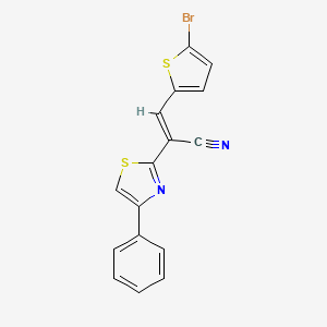 molecular formula C16H9BrN2S2 B3007254 (E)-3-(5-bromothiophen-2-yl)-2-(4-phenylthiazol-2-yl)acrylonitrile CAS No. 1049119-78-9