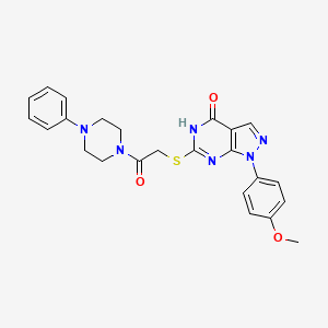 molecular formula C24H24N6O3S B3007263 2-((4-羟基-1-(4-甲氧基苯基)-1H-吡唑并[3,4-d]嘧啶-6-基)硫代)-1-(4-苯基哌嗪-1-基)乙酮 CAS No. 922106-92-1