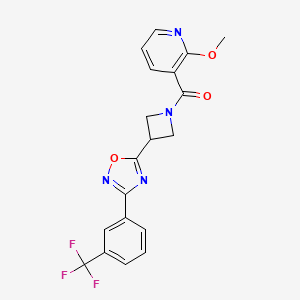 molecular formula C19H15F3N4O3 B3007266 (2-甲氧基吡啶-3-基)(3-(3-(3-(三氟甲基)苯基)-1,2,4-恶二唑-5-基)氮杂环丁-1-基)甲甲酮 CAS No. 1351584-85-4