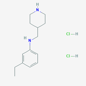 molecular formula C14H24Cl2N2 B3007282 3-Ethyl-N-(piperidin-4-ylmethyl)aniline;dihydrochloride CAS No. 2490398-57-5