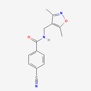 molecular formula C14H13N3O2 B3007284 4-cyano-N-[(3,5-dimethyl-4-isoxazolyl)methyl]benzamide CAS No. 1340687-24-2