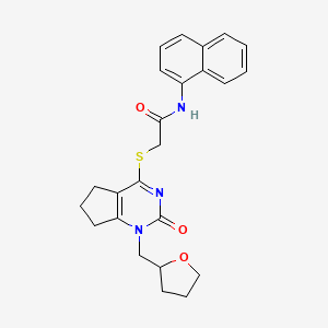 N-(naphthalen-1-yl)-2-((2-oxo-1-((tetrahydrofuran-2-yl)methyl)-2,5,6,7-tetrahydro-1H-cyclopenta[d]pyrimidin-4-yl)thio)acetamide