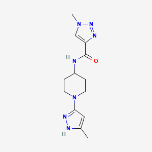 molecular formula C13H19N7O B3007304 1-methyl-N-(1-(5-methyl-1H-pyrazol-3-yl)piperidin-4-yl)-1H-1,2,3-triazole-4-carboxamide CAS No. 1902892-44-7