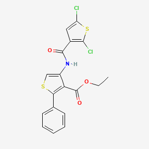 molecular formula C18H13Cl2NO3S2 B3007307 Ethyl 4-(2,5-dichlorothiophene-3-carboxamido)-2-phenylthiophene-3-carboxylate CAS No. 476643-13-7