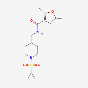 molecular formula C16H24N2O4S B3007308 N-((1-(cyclopropylsulfonyl)piperidin-4-yl)methyl)-2,5-dimethylfuran-3-carboxamide CAS No. 1235009-31-0
