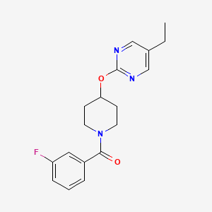 molecular formula C18H20FN3O2 B3007318 [4-(5-Ethylpyrimidin-2-yl)oxypiperidin-1-yl]-(3-fluorophenyl)methanone CAS No. 2380173-53-3