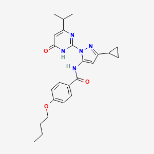 molecular formula C24H29N5O3 B3007321 4-butoxy-N-(3-cyclopropyl-1-(4-isopropyl-6-oxo-1,6-dihydropyrimidin-2-yl)-1H-pyrazol-5-yl)benzamide CAS No. 1207056-86-7