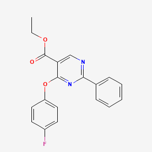 molecular formula C19H15FN2O3 B3007323 Ethyl 4-(4-fluorophenoxy)-2-phenyl-5-pyrimidinecarboxylate CAS No. 477854-81-2