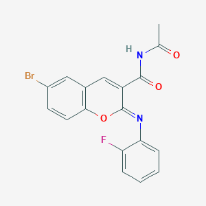 N-acetyl-6-bromo-2-(2-fluorophenyl)iminochromene-3-carboxamide