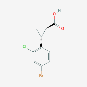 molecular formula C10H8BrClO2 B3007327 (1R,2R)-2-(4-Bromo-2-chlorophenyl)cyclopropane-1-carboxylic acid CAS No. 2227756-89-8