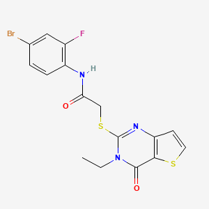 molecular formula C16H13BrFN3O2S2 B3007334 N-(4-溴-2-氟苯基)-2-((3-乙基-4-氧代-3,4-二氢噻吩并[3,2-d]嘧啶-2-基)硫代)乙酰胺 CAS No. 1252926-51-4