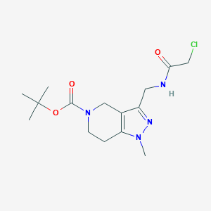 molecular formula C15H23ClN4O3 B3007335 Tert-butyl 3-[[(2-chloroacetyl)amino]methyl]-1-methyl-6,7-dihydro-4H-pyrazolo[4,3-c]pyridine-5-carboxylate CAS No. 2411308-89-7