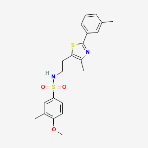molecular formula C21H24N2O3S2 B3007346 4-甲氧基-3-甲基-N-[2-[4-甲基-2-(3-甲基苯基)-1,3-噻唑-5-基]乙基]苯磺酰胺 CAS No. 873010-43-6