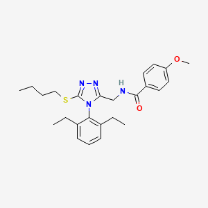 N-[[5-butylsulfanyl-4-(2,6-diethylphenyl)-1,2,4-triazol-3-yl]methyl]-4-methoxybenzamide