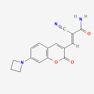 molecular formula C16H13N3O3 B3007348 (E)-3-[7-(Azetidin-1-yl)-2-oxochromen-3-yl]-2-cyanoprop-2-enamide CAS No. 2321343-06-8