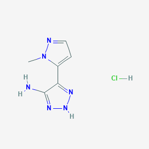 molecular formula C6H9ClN6 B3007352 5-(2-Methylpyrazol-3-yl)-2H-triazol-4-amine;hydrochloride CAS No. 2241138-83-8