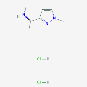 molecular formula C6H13Cl2N3 B3007356 (1R)-1-(1-甲基吡唑-3-基)乙胺；二盐酸盐 CAS No. 2411179-33-2
