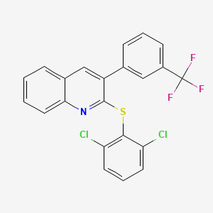 molecular formula C22H12Cl2F3NS B3007360 2-[(2,6-Dichlorophenyl)sulfanyl]-3-[3-(trifluoromethyl)phenyl]quinoline CAS No. 339103-26-3