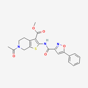 molecular formula C21H19N3O5S B3007362 Methyl 6-acetyl-2-(5-phenylisoxazole-3-carboxamido)-4,5,6,7-tetrahydrothieno[2,3-c]pyridine-3-carboxylate CAS No. 1171507-81-5