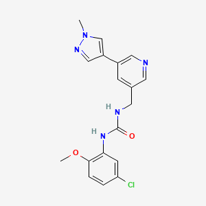 molecular formula C18H18ClN5O2 B3007366 1-(5-chloro-2-methoxyphenyl)-3-((5-(1-methyl-1H-pyrazol-4-yl)pyridin-3-yl)methyl)urea CAS No. 2034310-09-1